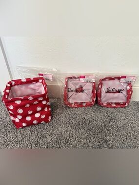 NIP-Set of 3-Thirty One Littles Carry-All Caddy in red Swirl Dot print.